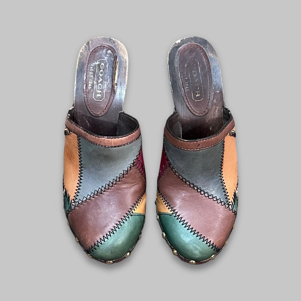 Vintage Coach Patchwork Leather High Heel Clogs – Women’s Size 6.5 - Picture 3 of 7